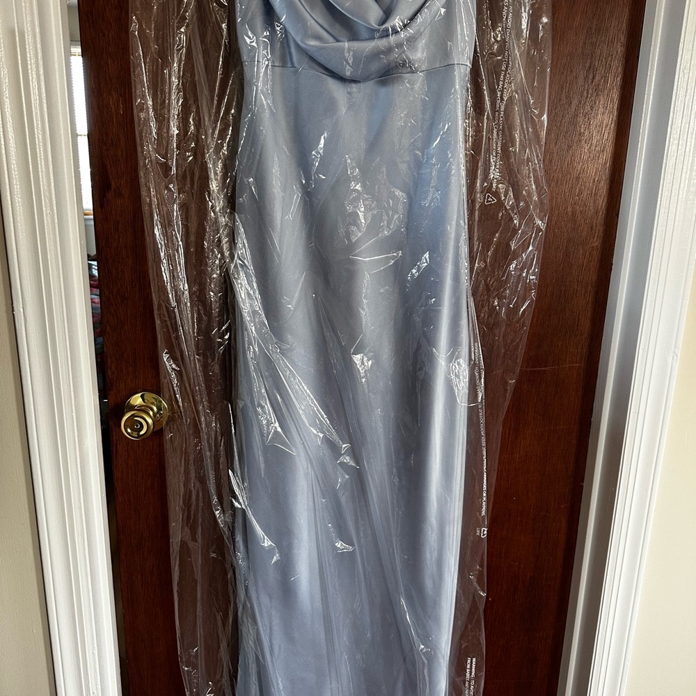 Revelry Periwinkle Satin Bridesmaid Dress